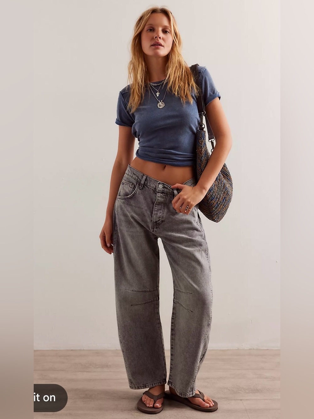 We The Free Good Luck Barrel Jeans Falcon Grey Size 26